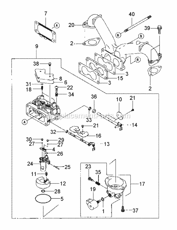 Fh601v-Bs27 Carburetor Diagram and Parts List for M48-KW 53BB5DAV750 Cub Cadet Sprayer